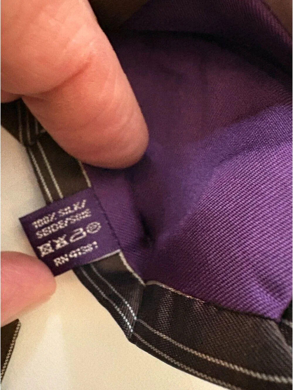 Ralph Lauren Purple Label Silk Necktie Brown Silver Striped England Hand Made